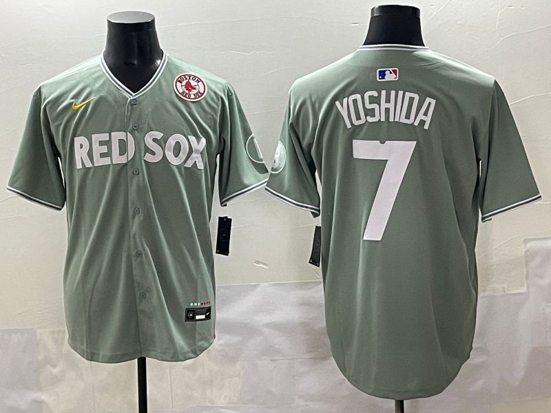 Men 2025 Boston Red Sox #7 Yoshida Light Green Joint Name Nike MLB Jersey style 9